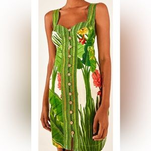 FARM Rio Fresh Forest Scarf Button Down Mini Dress NWT XL